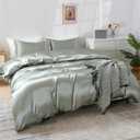 HOdo Home Satin Duvet Cover King Size, 3 Piece Silk Like Comforter Cover, Ultra Soft and Breathable Bedding Set with Zipper Closure & Corner TiesGrey