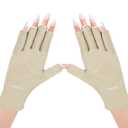 AIRSEE UV Gloves for Nail Lamp,Professional UPF50+ UV Protection Gloves for Manicures Nail Art,Fingerless Gloves That Shield Skin from The Sun and Nail Lamp (Nude), Standard