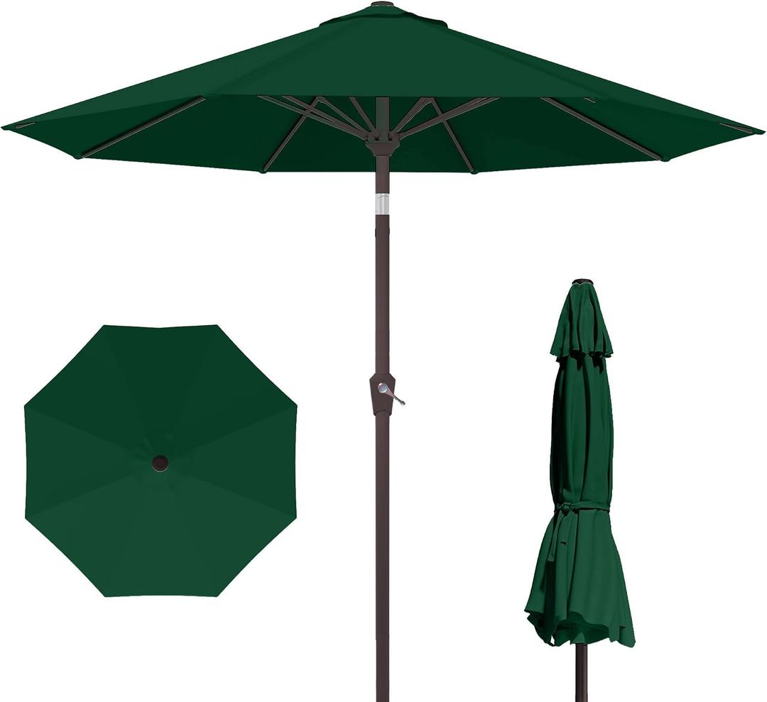 PatioKingdom 10FT Patio Umbrella with Push Button Tilt and Crank, Outdoor Market Umbrella with 8 Fiberglass Ribs, UV Protection Table Umbrella for Pool,Backyard,Garden,Deck