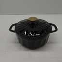 Enameled Dutch Oven with Lid, 3 QT Cast Iron Dutch Oven Pot, Dual Handles for Bread Baking, Cook, Bake, Refrigerate Safe across All Cooktops(Black,3 QT)