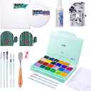 HIMI Gouache Paint Set, 41 Pcs Professional Art Painting Supplies Set with HIMI 24 Paints, 6 Paint Brushes, 2 Canvas Boards, Palette, Paint Knife, Moisturized Mildew Gouache Spray, and White Paint Refill(100ml), Great Paint Kit for Artist, Beginner, and Adults