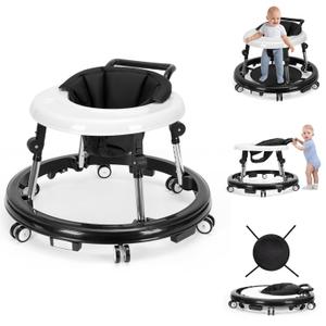 Baby Walker Foldable with 9 Adjustable Heights, Baby Walker with Wheels Portable, Infant Toddler Walker for Baby Boy Girls 6-18 Months (Black)
