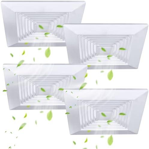 Mkhaslri 4 Pcs Exhaust Bathroom Ceiling Fan 9 x 9 Inch Grille with Springs Plastic Replacement Vent Cover Wall Mount Bathroom Fan Cover Replacement Parts for Square Ceiling Ventilation