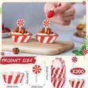 Vesici 200 Pcs Christmas Cupcake Liners and 200 Pcs Cupcake Toppers Candy Pattern Baking Cups Cake Wrappers Greaseproof Muffin Liners for Christmas Holiday Birthday Theme Party Supplies