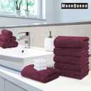 MOONQUEEN 6 Pack Premium Hand Towels - Quick Drying - Microfiber Coral Velvet Highly Absorbent Towels - Multipurpose Use as Hotel, Bathroom, Shower, Spa, Hand Towel 16 x 28 inches (Burgundy)