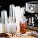 Ziliny 50 Sets Clear Plastic Cups with Lids and Straws, Disposable Iced Coffee Cups Drinking PET for Cold Drinks, Juice, Smoothie, Coffee Shops, Party, Christmas (18 oz,Clear)