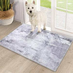 COMSLE Door Mat, Front Door Mat Indoor for Entrance Faux Wool Absorbent Non Slip Modern Throw Rug for Entryway Hallway Muddy Paws - Pet Friendly, 20x32 Inches,Modern Gray Machine Washable (1'8" x 2'8" (Rectangular))