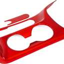 Car Center Console Water Cup Holder Frame Cover Front Central Cup Holder Panel Protective Cover Decals Compatible with Kia Soul 2020-2025 Accessories (Glossy Red Style)