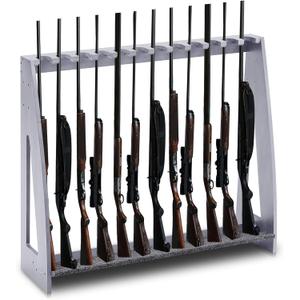 Yousoontic Indoor Gun Racks, Floor Standing Rifle Rack Wooden Freestanding Vertical Shotgun Display Stand with Soft Padding Safe Heavy Duty Gun Storage for Home Garage Office (Hold 12 Guns, Grey)
