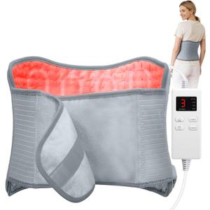 Heating Pad for Period Cramps, Electric Heat Pad with 6 Heat Levels and 4 Times Settings, Moist Heating Pad for Back Pain Relief, Neck, Shoulder, Abdomen, Birthday Gifts for Women and Men (Gray)