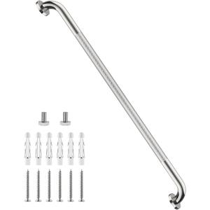 40 Inch Anti Slip Shower Grab Bar, Munzong Bathroom Grab Bar for Showers, Brushed Nickel Knurled Handicap Balance Bar,Safety Hand Rail Support Elderly Senior Assist Bath Handle