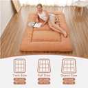 Zelladorra Japanese Floor Mattress, Futon Mattress with Portable Storage Bag and Washable Cover, Roll Up Thick Tatami Mat Suitable for Camping, Guest Room, Light Coffee, Queen