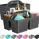 4 Pack Portable Shower Caddy, Integrated Handle, Reinforced Plastic, Organizer Storage Bathroom Supplies and Beauty Products, Cleaning Supplies, Shower Basket for Home, Dorm, Shelf and Cabinet (Black)
