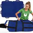 Positioning Bed Pad with 8 Reinforced Padded Handles - Washable Transfer Sheet for Lifting & Repositioning - Quick-Dry Patient Slide Blanket for Caregiver, Bedridden, Elderly - 48" x 40", Blue Ver 2