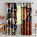 Black Boho Floral 100% Blackout Curtains for Bedroom 96 inch Long 2 Panels Mid Century Botanical Black Out Curtains for Living Room Grommet Thermal Insulated Room Darkening Window Drapes,52Wx96L (52"W x 96"L (Pack of 2))
