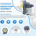 W10348269 Dishwasher Drain Pump Fit for Kenmore Whirlpool may-tag Dishwasher WDT750SAHZ0, WDF520PADM7, WDT730PAHZ0, WPW10348269, W10084573, W10158351, AP6020066, 661662, 8565839, 8558995 by AMI PARTS