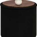 B FSOBEIIALEO Ottoman with Stroage, Round Boucle Storage Ottoman with Gold Plating Base,Foot Rest Stool for Dorm Room, Living Room Black, 16.73"x16.73"x17.72"
