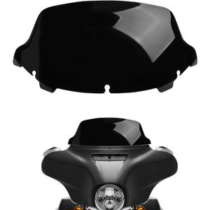 PSLER Motorcycle 10" Wave Windshield Windscreen for Touring 2014-2024 Electra Glide Street Glide(Black)