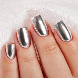 Imtiti Metallic Gel Nail Polish, Chrome Mirror Shine Gel Polish High Gloss Soak Off UV LED Metallic Silver 3D Drawing Mirror Manicure Salon DIY Design 10ML