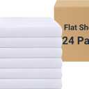 ZPECC White Bulk Flat Sheets Only King Size 24 Pack, Easy Sort Top Bed Sheet by Color-Coded Hem Threads, Soft Durable Brushed Microfiber Fabric Hotel Airb&bs Essentials for Hosts, 105"x102"