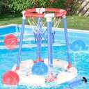 Pool Basketball Hoop with 4 Balls and Pump  Poolside & Floating Basketball Hoop for Pool, Fun Pool Toys & Swimming Pool Games, Water Basketball Game for Kids Ages 3+, Perfect for Summer Parties