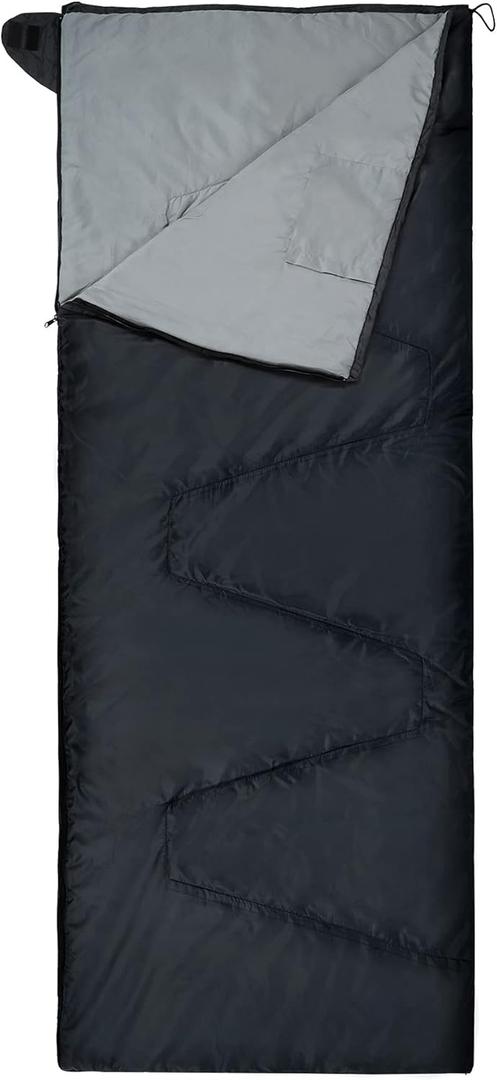 REDCAMP Ultra Lightweight Sleeping Bag for Backpacking, Hiking, Comfort for Adults Warm Weather, with Compression Sack (Black/Envelope)