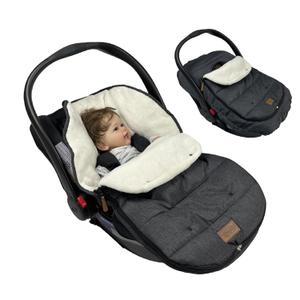 funlife 4 in 1 Premium Waterproof Universal Anti-Wind Infant Car Seat Cover Comes with Ultra Soft Fleece Car Seat Bunting Bag for Winter,Car Seat Cover Bunting Set for 0-12M (Black)