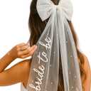 Bride to Be Veil for Bachelorette Party, Bridal Shower, Wedding Morning, Engagement Photo Accessory (White)