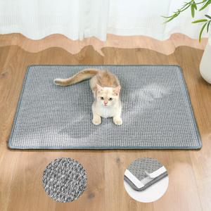 Cat Scratcher Mat,Natural Sisal Cat Scratch Pad,Horizontal Floor Cat Scratching Pads Rug for Indoor Cats Grinding Claws Nails,Cat Furniture Protector for Couch & Carpets & Sofas (1 Pack-M (23.6'' X 15.7"), Grey)