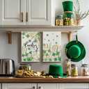 Artoid Mode Flower Clover Shamrock St.Patrick's Day Kitchen Dish Towels, 18x26 Inch Farmhouse Holiday Spring Decoration Cleaning Set of 2