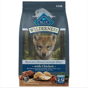 Blue Buffalo Wilderness High-Protein Natural Dry Food for Puppies, Chicken Recipe, 4.5-lb. Bag (4.5 Pound (Pack of 1))