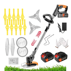 Cordless Lawn Mower with Battery and Charger,21V Lawn Trimmer Grass Edger with Two 2.0Ah Li-Ion Battery Powered & 3 Cutting Blade Types, Compact Power Tool for Lawn Yard Work（Foldable）