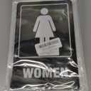 (2 PACK) Restroom Sign, Self-adhesive Restroom Signs for Business, Aluminum Restroom Sign for Home, Bathroom Metal Signs for Door and Wall, Rust free for Indoor Outdoor Use (9" x 6", Black Women and Men)