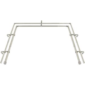 Double Bay Window Curtain Rods 36 to 72 Inches(Center Rod), Silver
