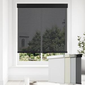 Persilux Free-Stop Cordless Solar Blinds for Window Shades Light Filtering Roller Shades (34" W x 72" H) UV Protection Flame Retardant 5% Openness Sheer Shades for Windows Patio Easy to Install Black