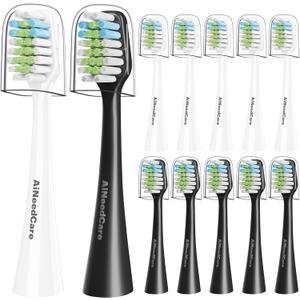12 Pack Toothbrush Replacement Heads Only for Aquasonic Duo Series and Home Dental Center, Not Compatible with AquaSonic Other Series - 6 White + 6 Black