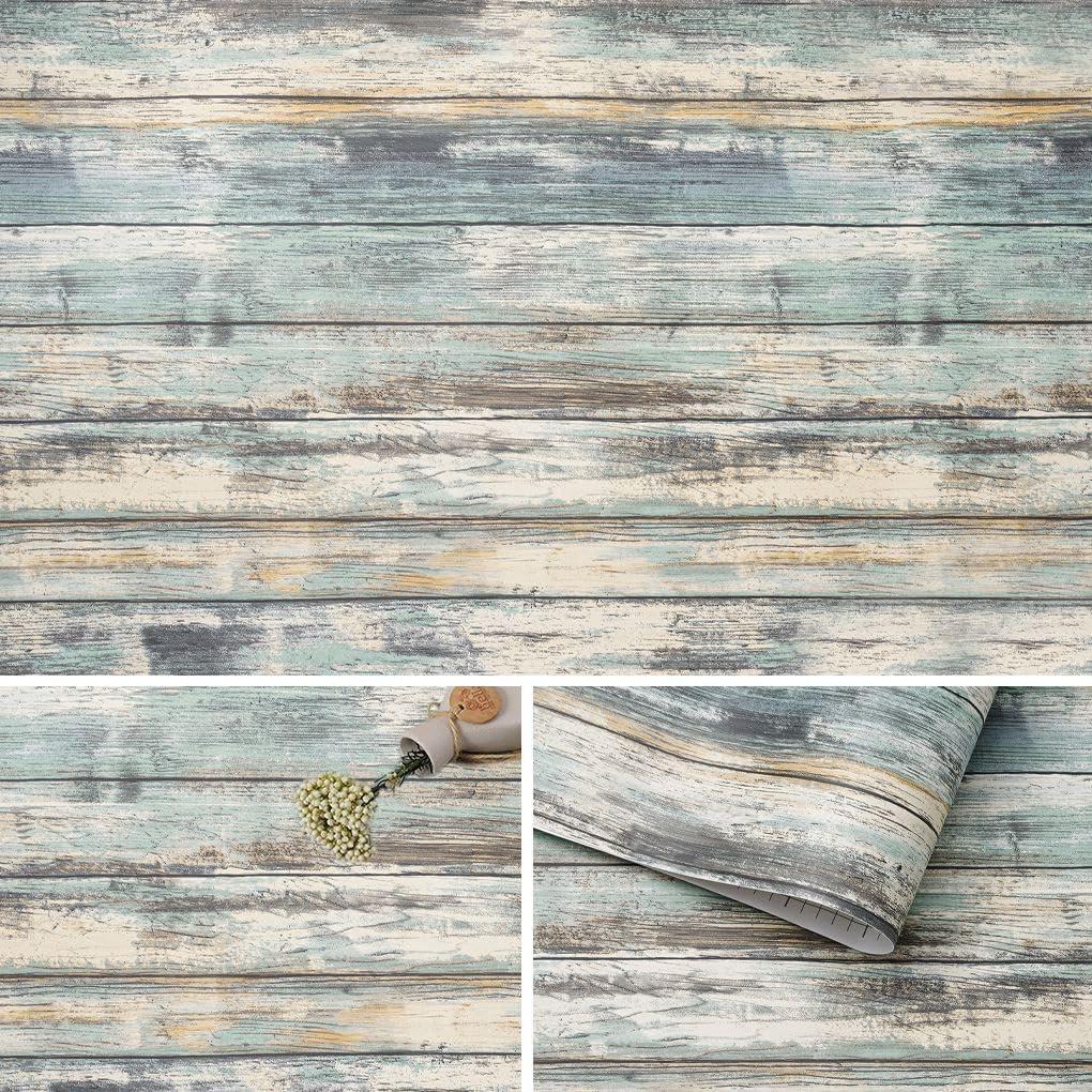 Arthome Rustic Wood Contact Paper Peel and Stick Self-Adhesive Wallpaper,Decorative Vinyl Film for Furniture Countertop, Easy to Clean Removable Distressed Plank Grain Vintage Wall Covering 35.4x120''