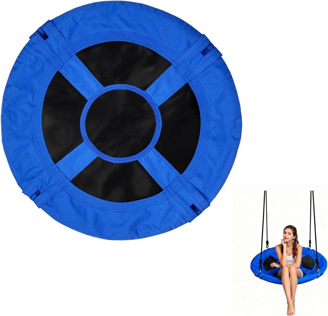 43-Inch Tree Swing Replacement FabricSaucer Swing Replacement CoverRound Saucer Swing Seat Cover, Oxford Fabric(Blue-43Inch)