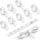 10Pack Silicone Cable Ties Cord Organizer - Lamicall Elastic Wire Ties Management Mother's Day for Mother, Desktop Travel Must Haves, Desk Home Workspace Accessories, Cord Keeper for Cables, White
