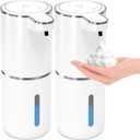 2 Pack Automatic Foaming Soap Dispenser,Touchless Foam Soap Dispenser,12.8oz Rechargeabled Wall Mounted Smart for Bathroom and Kitchen Dish Soap,Easy for Toddlers(White)
