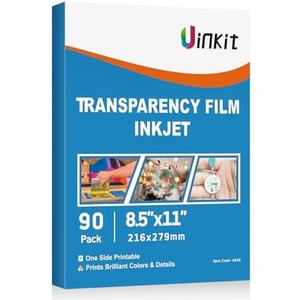 Uinkit Bulk 90 Sheets Printable Transparency Film Acetate Clear Sheets for Crafts 8.5x11 OHP Overhead Projector Film For Inkjet Printer Quick-Dry