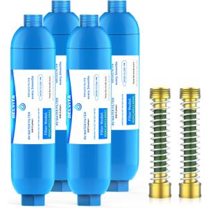 BELVITA RV Inline Marine Water Filter, Reduces Chlorine, Bad Taste, Odor for RVs,NSF Certified with Flexible Hose Protector (Pack of 4) BELVITA RV Inline Marine Water Filter, Reduces Chlorine, Bad Taste, Odor for RVs,NSF Certified with Flexible Hose Protector (Pack of 4)