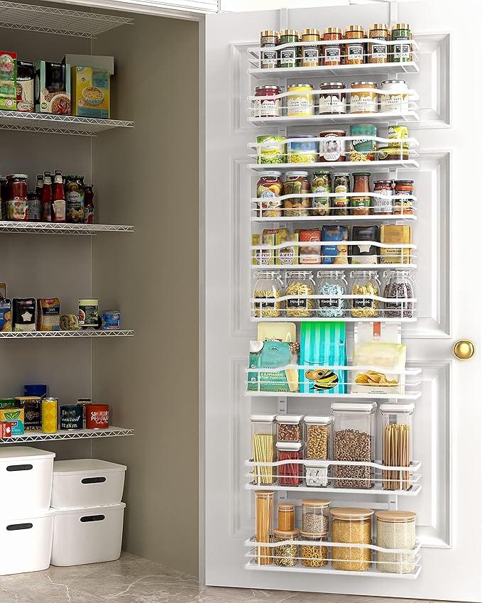 Moforoco White 9Tier Over The Door Pantry Organizer, Pantry Organization And Storage, Metal Hanging Spice Rack Shelves Door, Home & Kitchen Essentials, Laundry Room Bathroom Organization