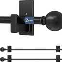 TKZTKZ Black Curtain Rods No Drilling-Adjustable No Drill Curtain Rods for Windows 36-88"with Adhesive Brackets for Bedroom Apartment Renter Friendly,Small French Door Sash Rod Easy Install,2Pack
