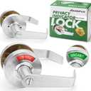 Vacant Occupied Bathroom Handle Door Lock for Restroom,Privacy Keyless Lever Lock with in-Use Vacancy Indicator,Open/Close Sign,Commerical Grade,for Public Washroom(80mm,Brushed Nickel)