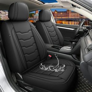 DISUTOGO for Honda Civic Seat Covers 2016 2017 2018 2019 2020 2021 LX,EX,Sport,EX-L, Custom Car Waterproof Leather Seat Covers for Civic Easy to Install (5 Seats,Black)