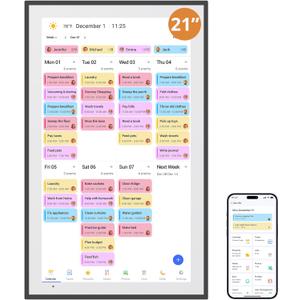 Dragon Touch Digital Calendar 21.5 Inch Touch Screen, Electronic Wall Calendar Chore Chart for Family Monthly/Weekly Planner, Interactive Display for Home Organization, Desk Mount Included - Black