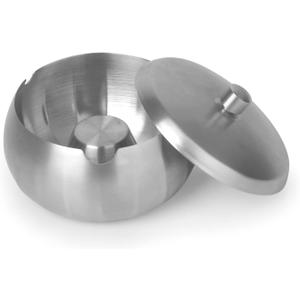 2 x JSVER Stainless Steel Cigar Ashtray with Lids for Home Office Decoration, Outdoor Patio, Balcony (Silver)