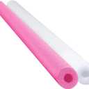 Chochkees Floating Pool Noodles Foam Tube 2-Pack, Thick Hollow Noodles for Floating in The Swimming Pool, 52" Inches Long (Pink/White)