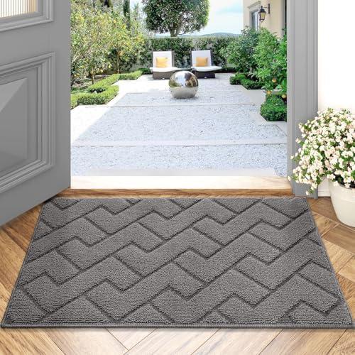 hicorfe Indoor Doormat, Odor-Free Door mat, Non Slip Door Mats 20"x32.5" Absorbent Resist Dirt Entrance Inside Floor Mats for Entryway Washable Low-Profile (Grey)